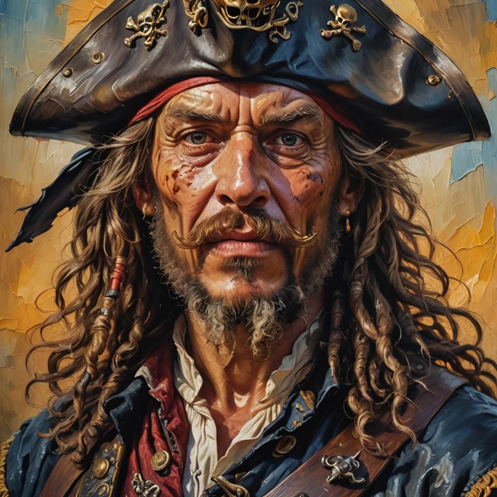 17th Century Pirate Portrait in Oil Painting Style