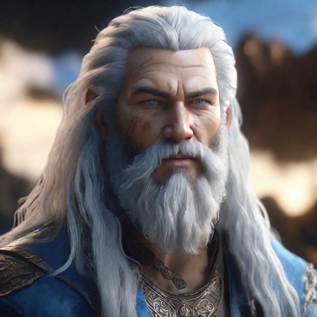Fantasy Portrait of a Man with White Hair