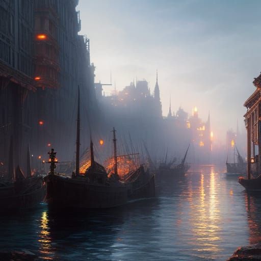 Dark Fantasy Docks Concept Art in Unreal Engine