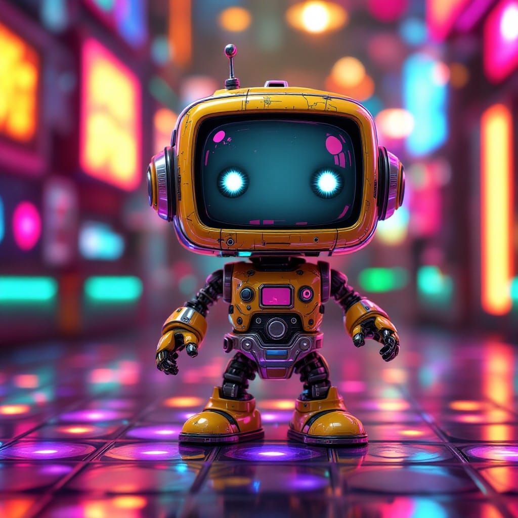 Futuristic Disco Robot in Neon Wonderland