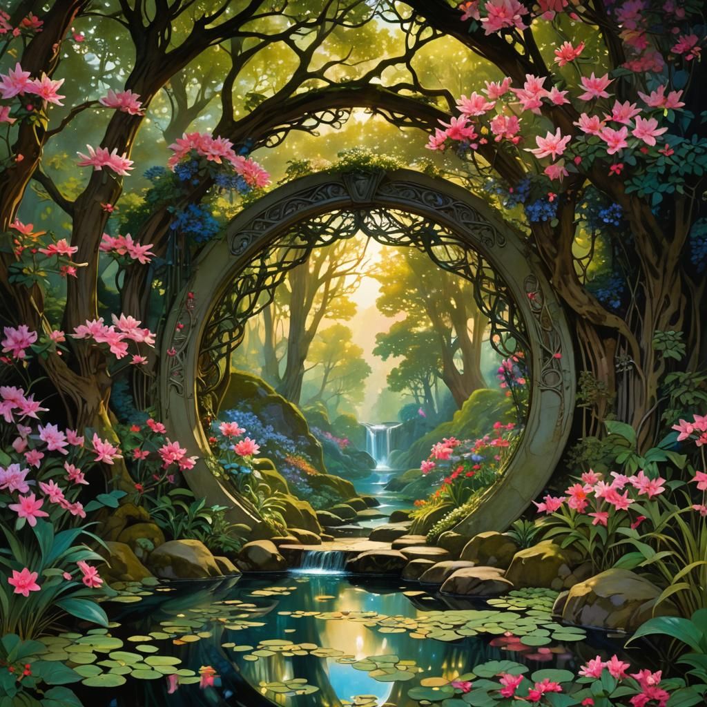 Enchanted Fairy Portal in the Woods, Art Nouveau