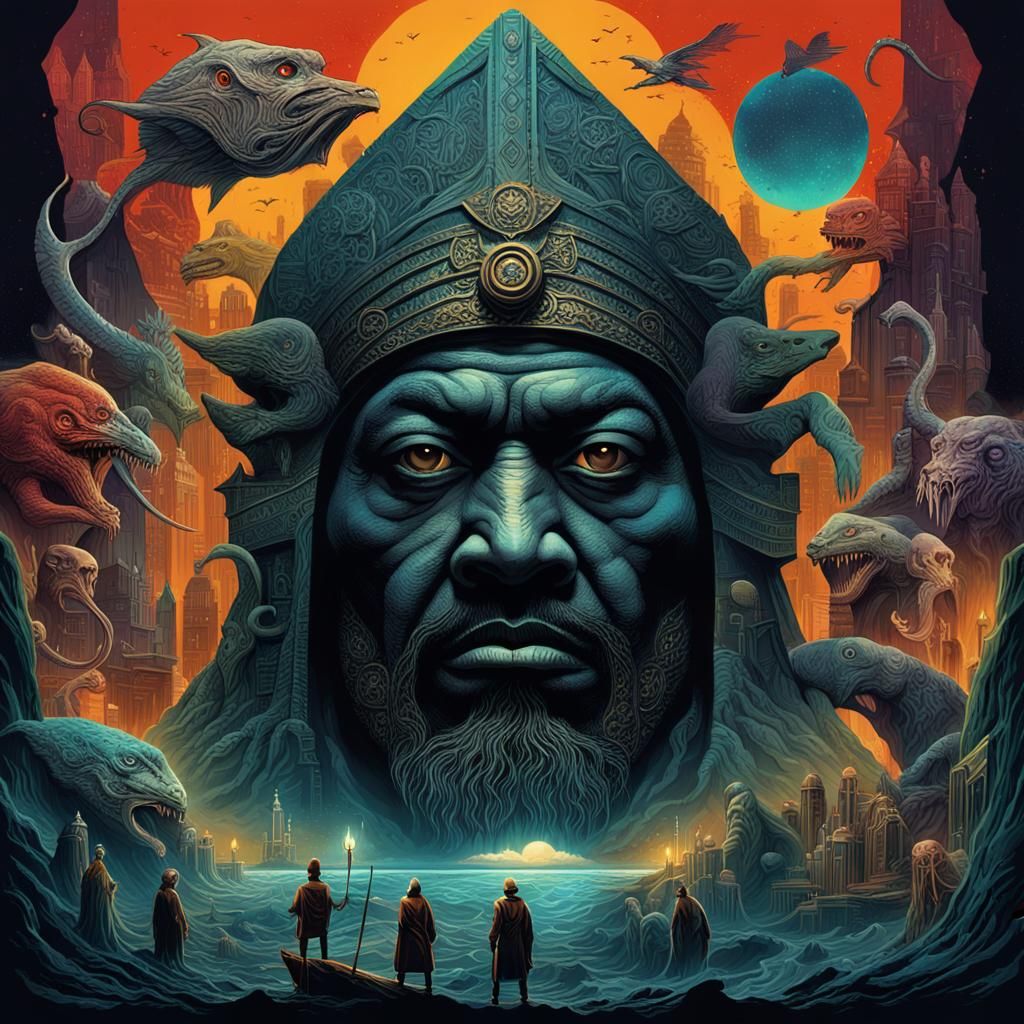 Lovecraftian Collage with Cthulhu Cult Attributes