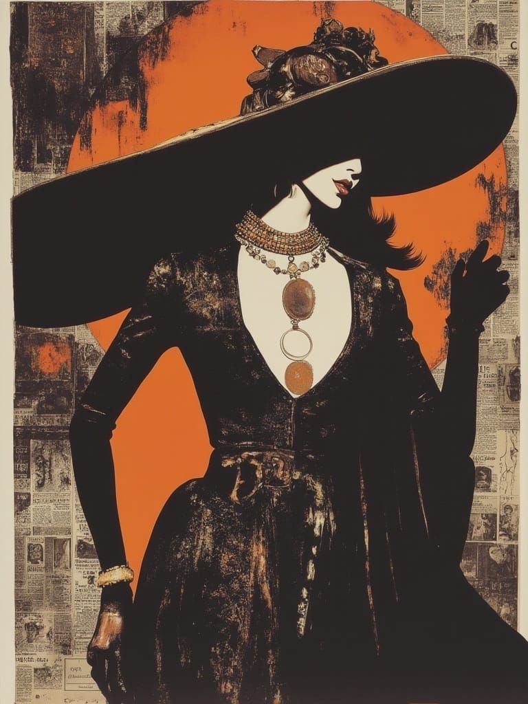 Fashion Model Sketch in Magical Realism Style