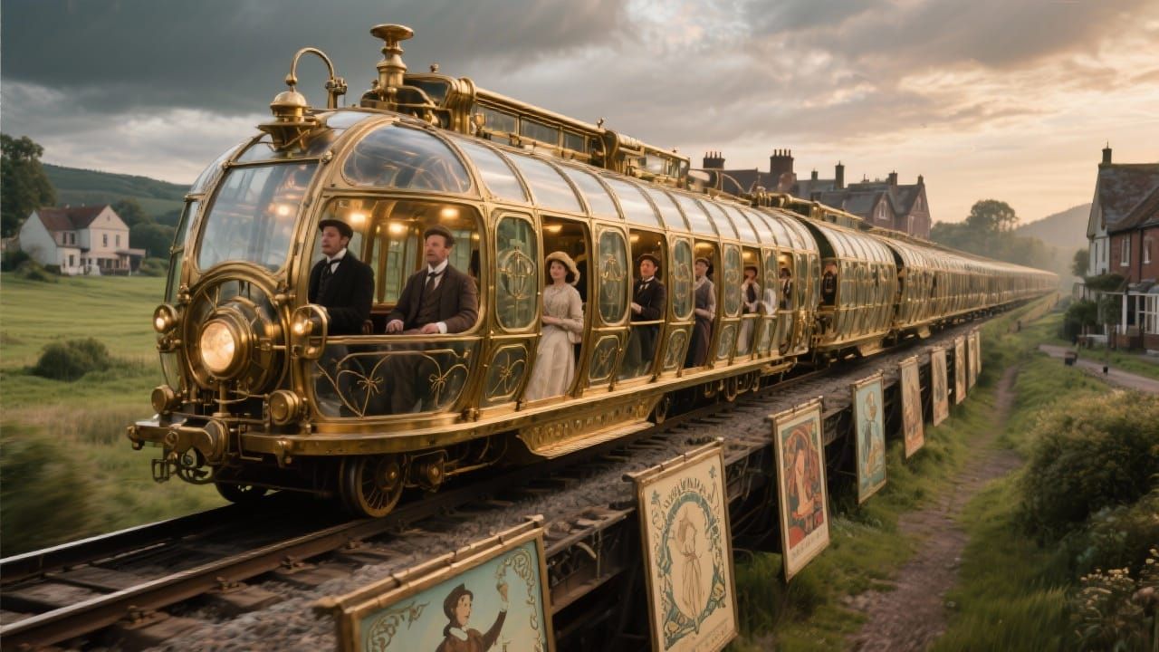 Steampunk Monorail in English Countryside