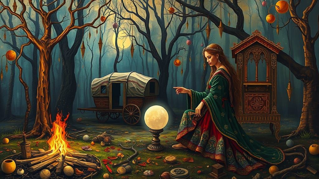 Gypsy Woman Gazing into Crystal Ball