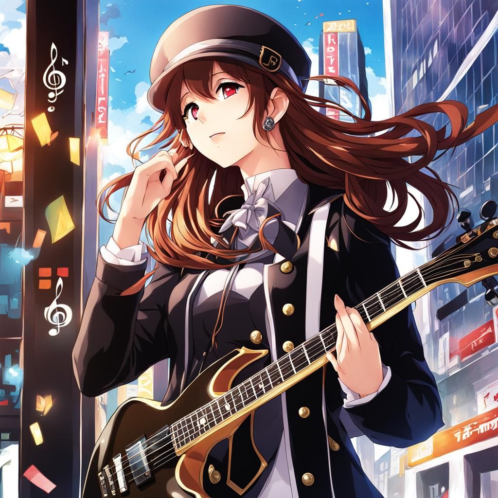 Anime Style Music Girl in Manga Key Visual