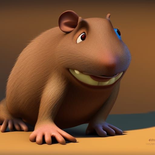 Fat Ugly Brown Rat in Pixar Style