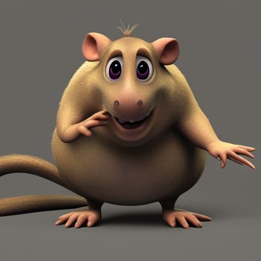 Fat Brown Rat in Pixar-style 3D Digital Art