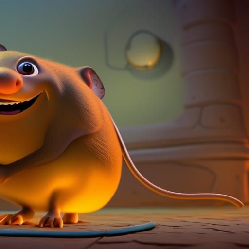 Fat Brown Rat in Pixar-Style 3D Digital Art