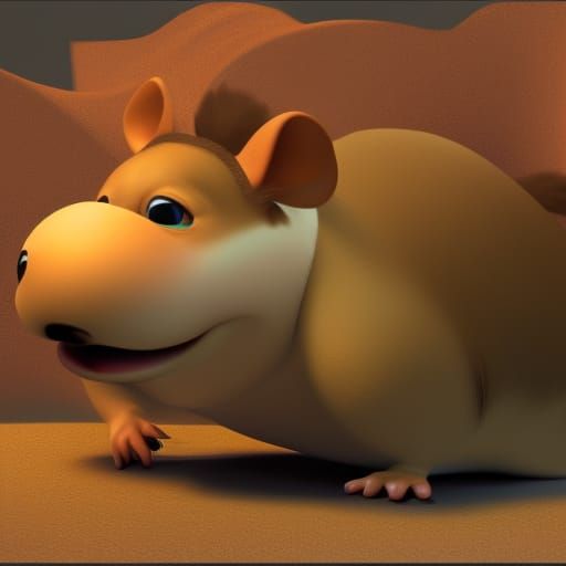 Ugly Brown Rat in Pixar Style 3D Art
