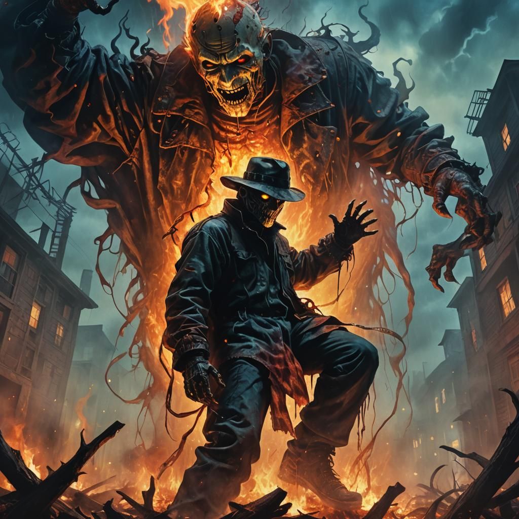 Jason Overlooks Freddy in Hellish Dreamscape