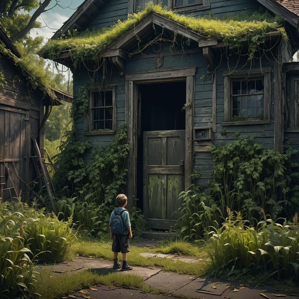 Children and the Abandoned House: a Matte Painting