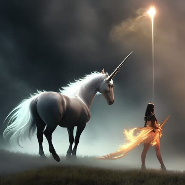 Woman and unicorn