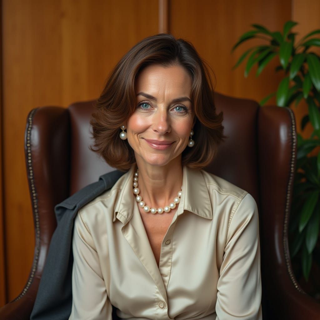 Elegant Therapist Exudes Calm Sophistication