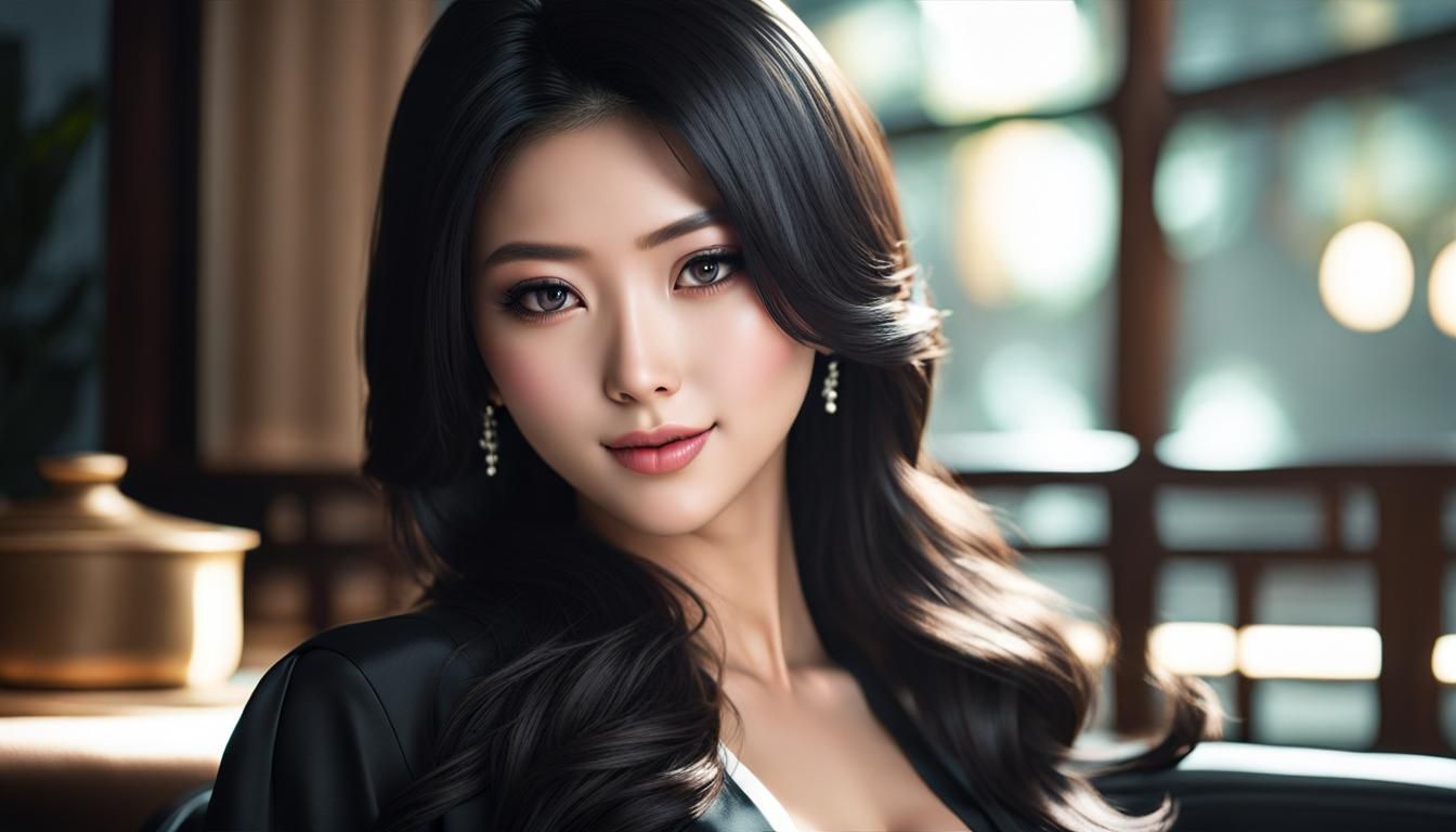 Exotic Beauty in Dramatic Lighting