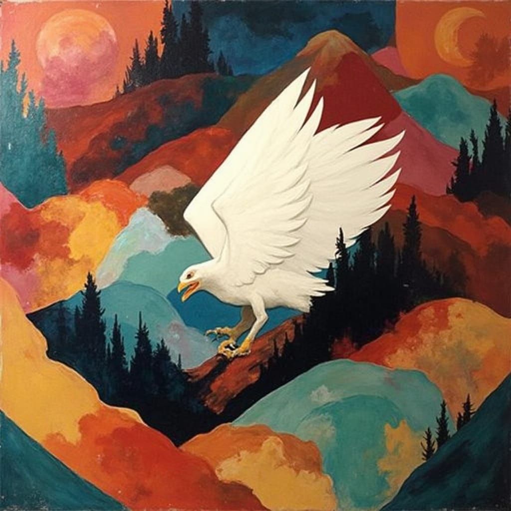 Regal Griffin in Vibrant Sunset, Classical Oil Painting Styl...