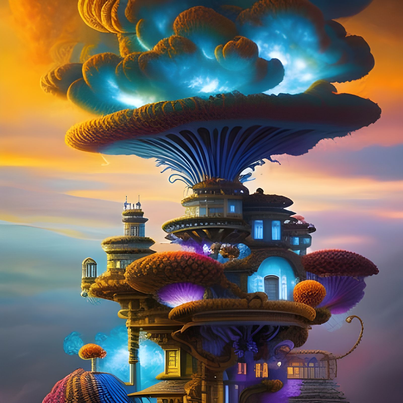 Surreal Molecular House of Fire and Water