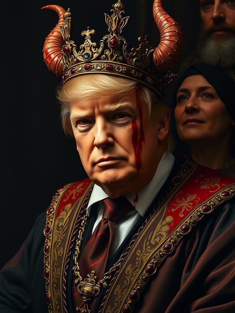Trump as Devil in Baroque Style Portrait