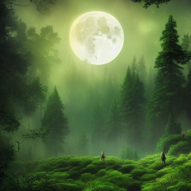 Moonlit River Forest: Epic Night Sky Landscape