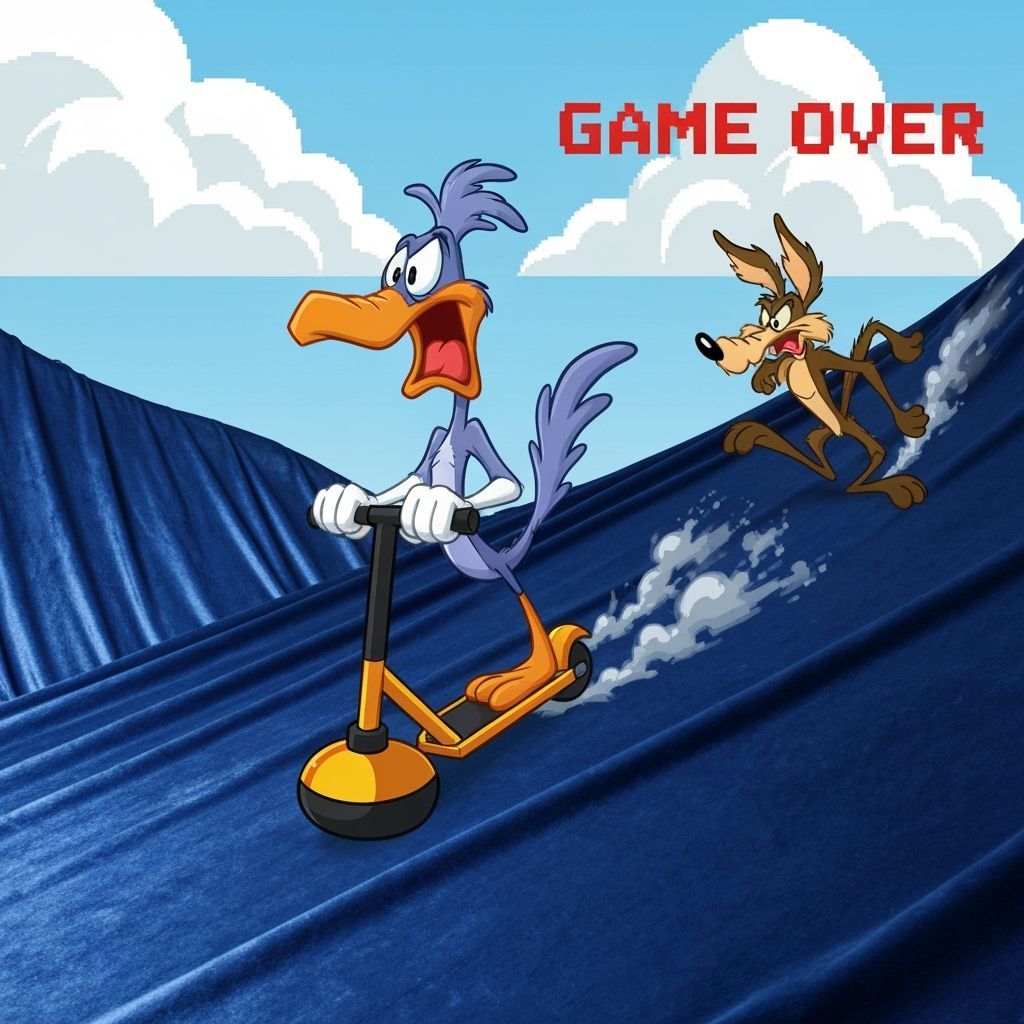 Roadrunner's Pixelated Scooter Escape in Looney-Toons Style