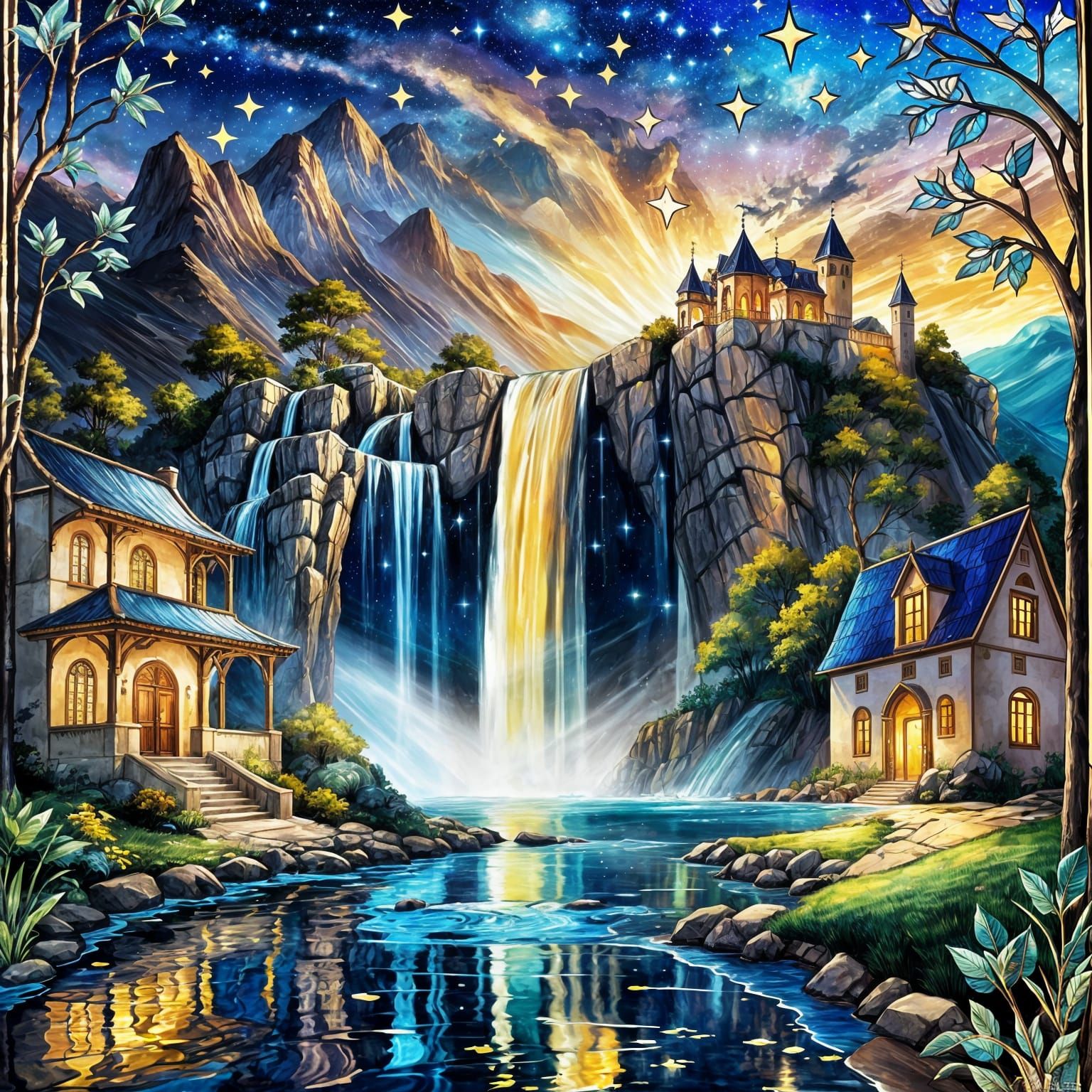 Miniature Parisian World in Glass Teapot, Digital Art