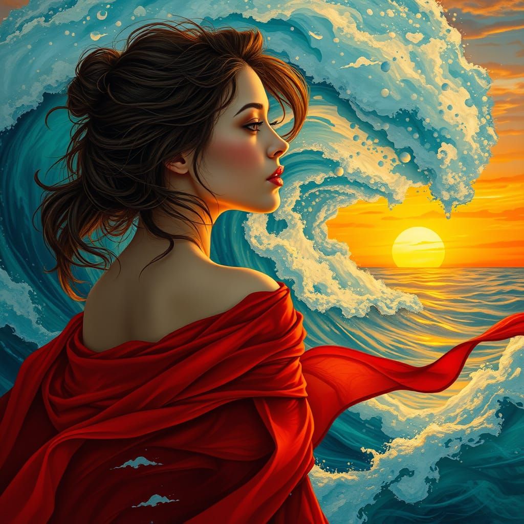 Ethereal Woman in Turquoise and Gold