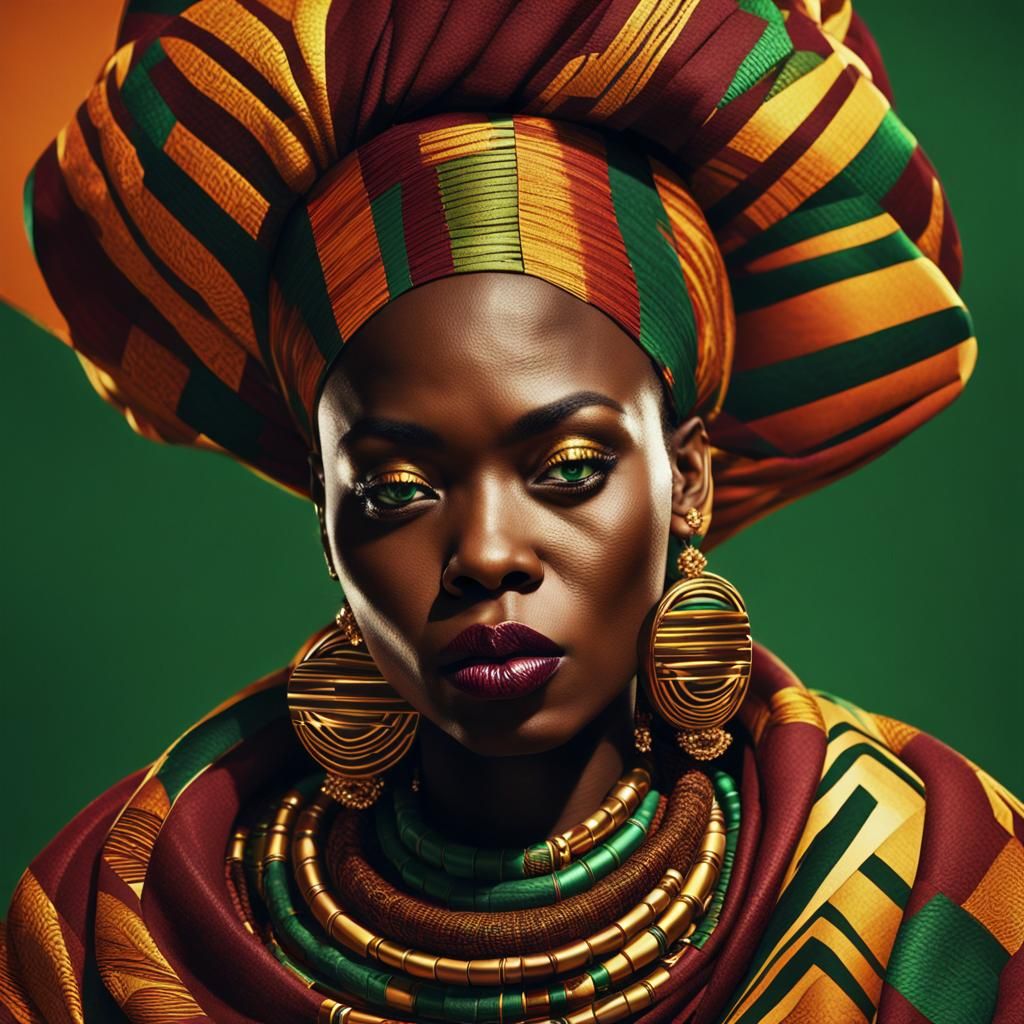 Vibrant Afro-Futurism Portrait of Confident Woman