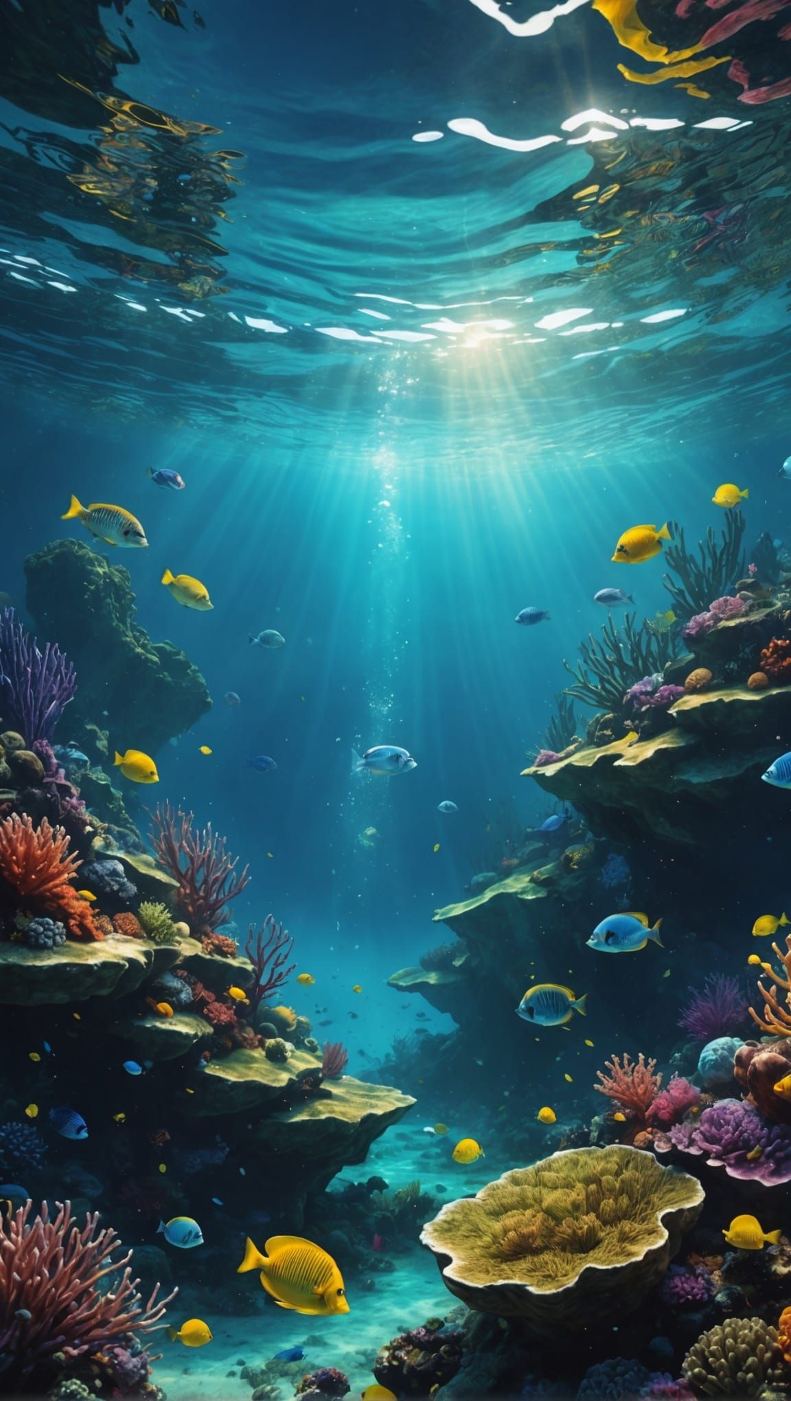 Hyperrealistic Underwater Landscape Concept Art