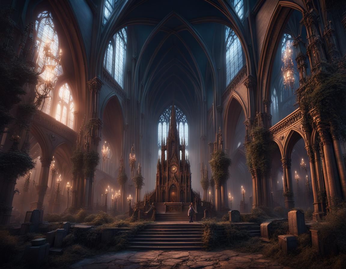 Gothic Circus Cathedral at Midnight: Digital Matte Painting
