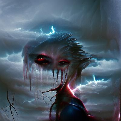 Sinister Crying Lightning Strike in Digital Art Style