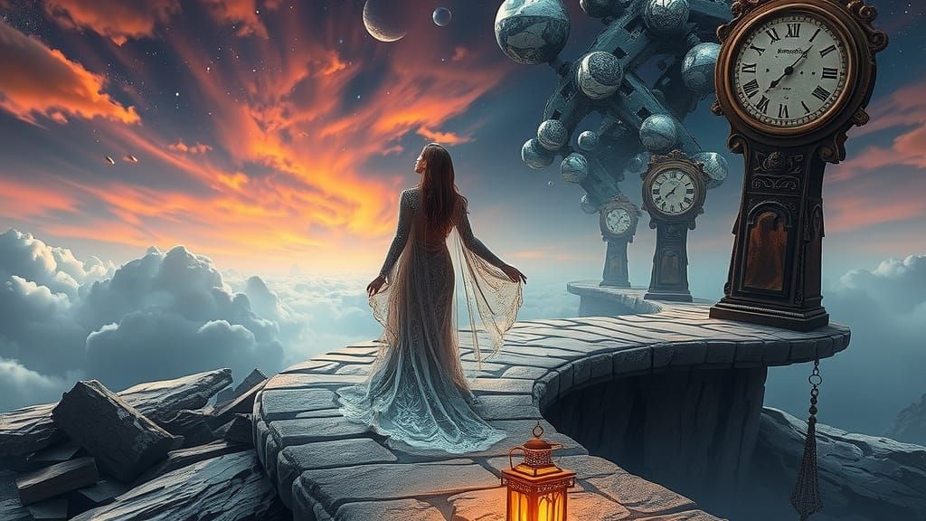 Ethereal Figure Embarks on Celestial Quest