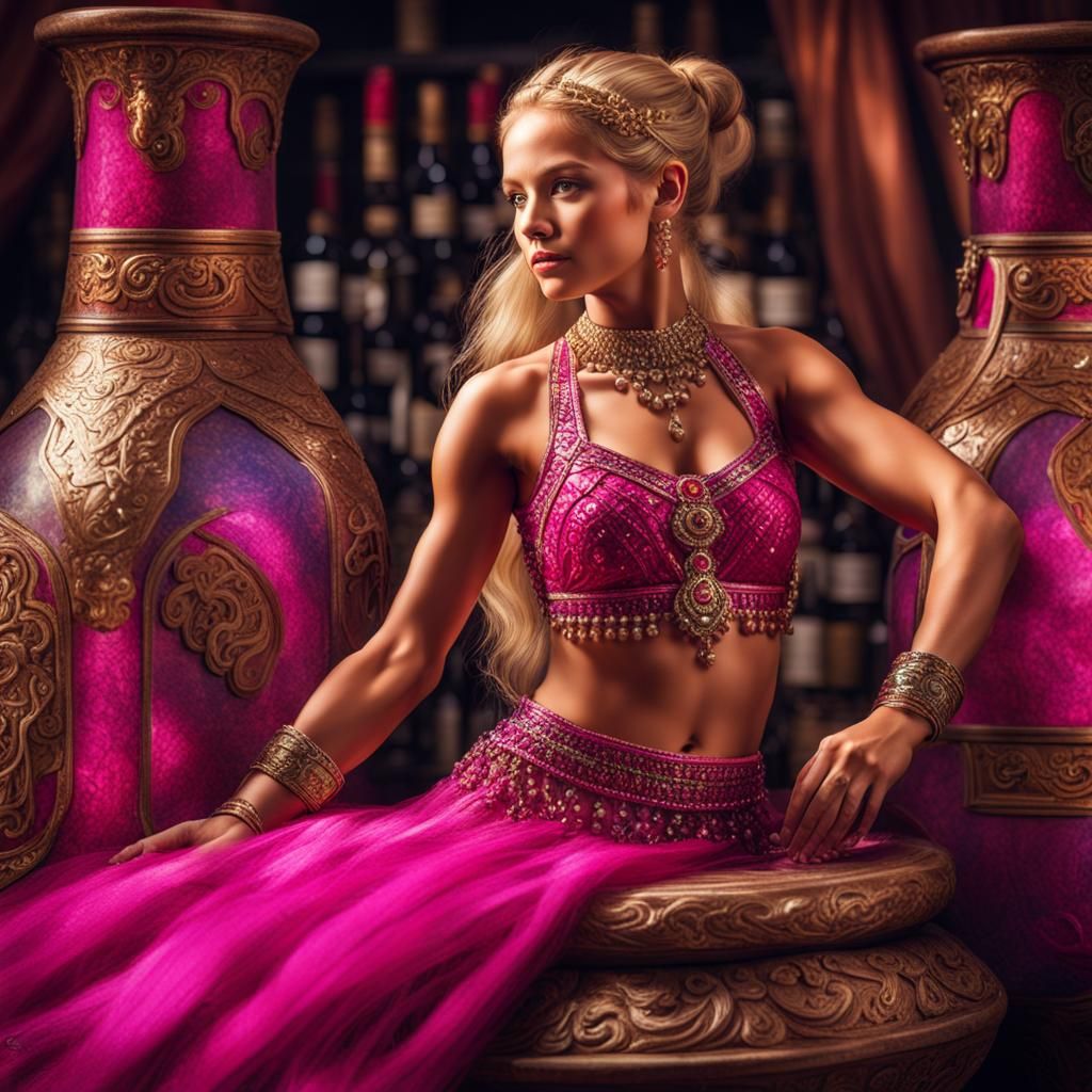 Miniature Belly Dancer Inside a Wine Bottle