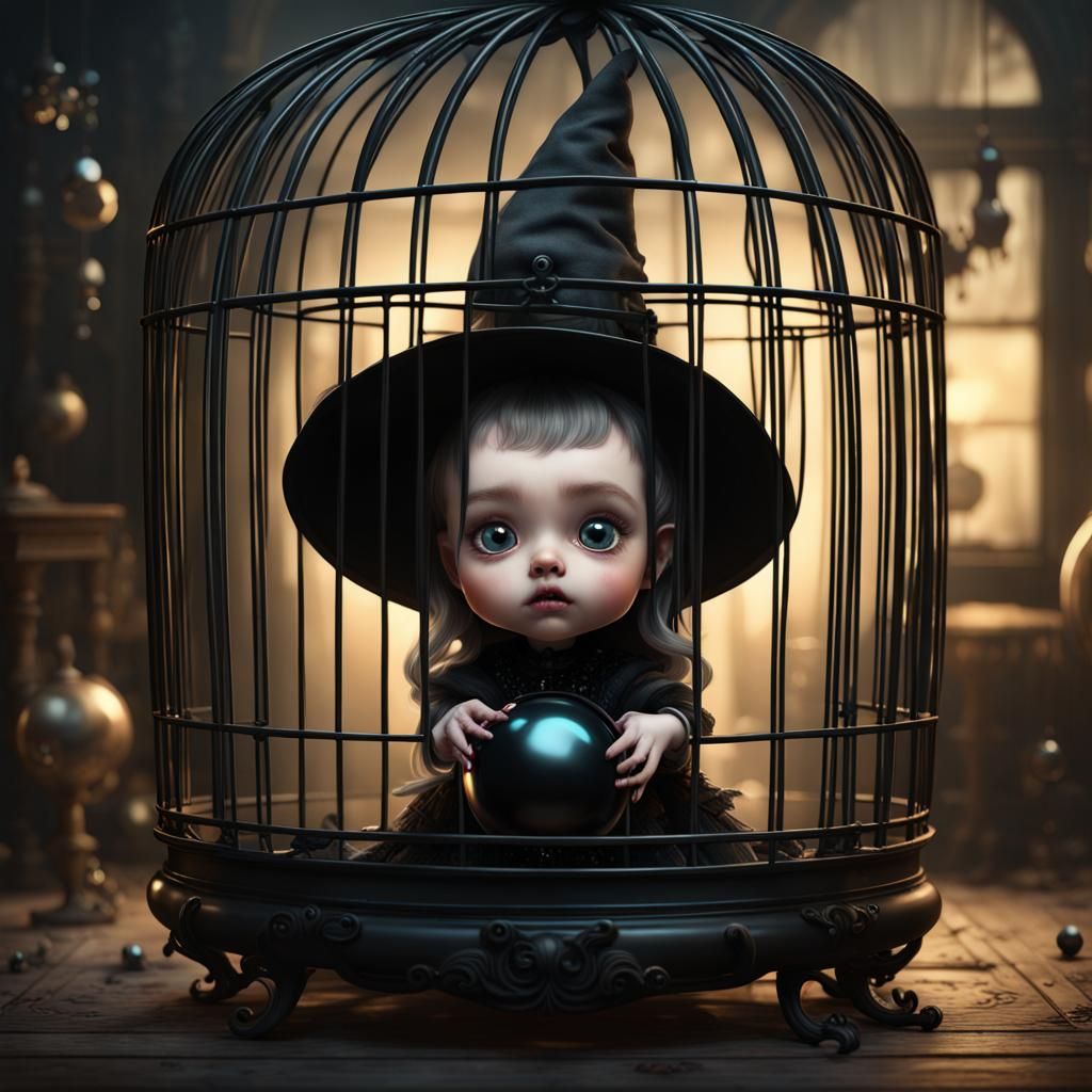 Charming Baby Witch in Mark Ryden Style