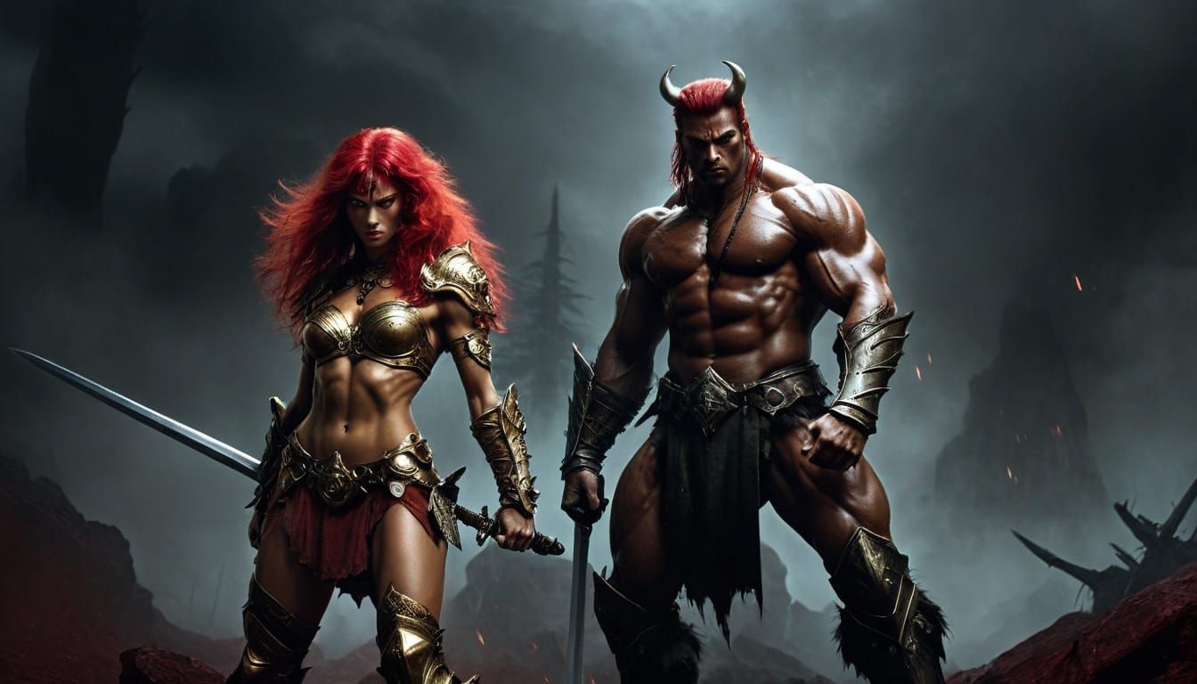 Mighty Warrior Triumphs in a Golden Landscape