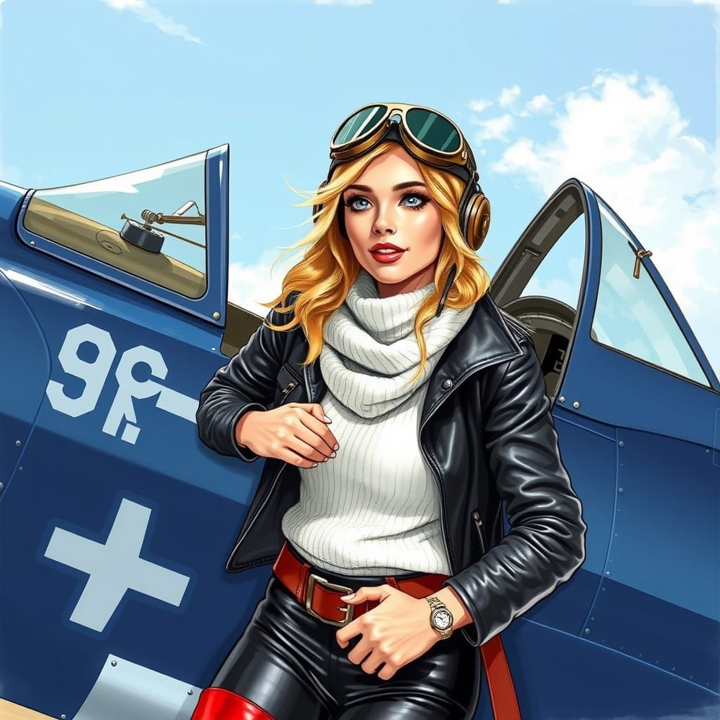 Pretty Pilot Radiates Beauty in Comic Art Style