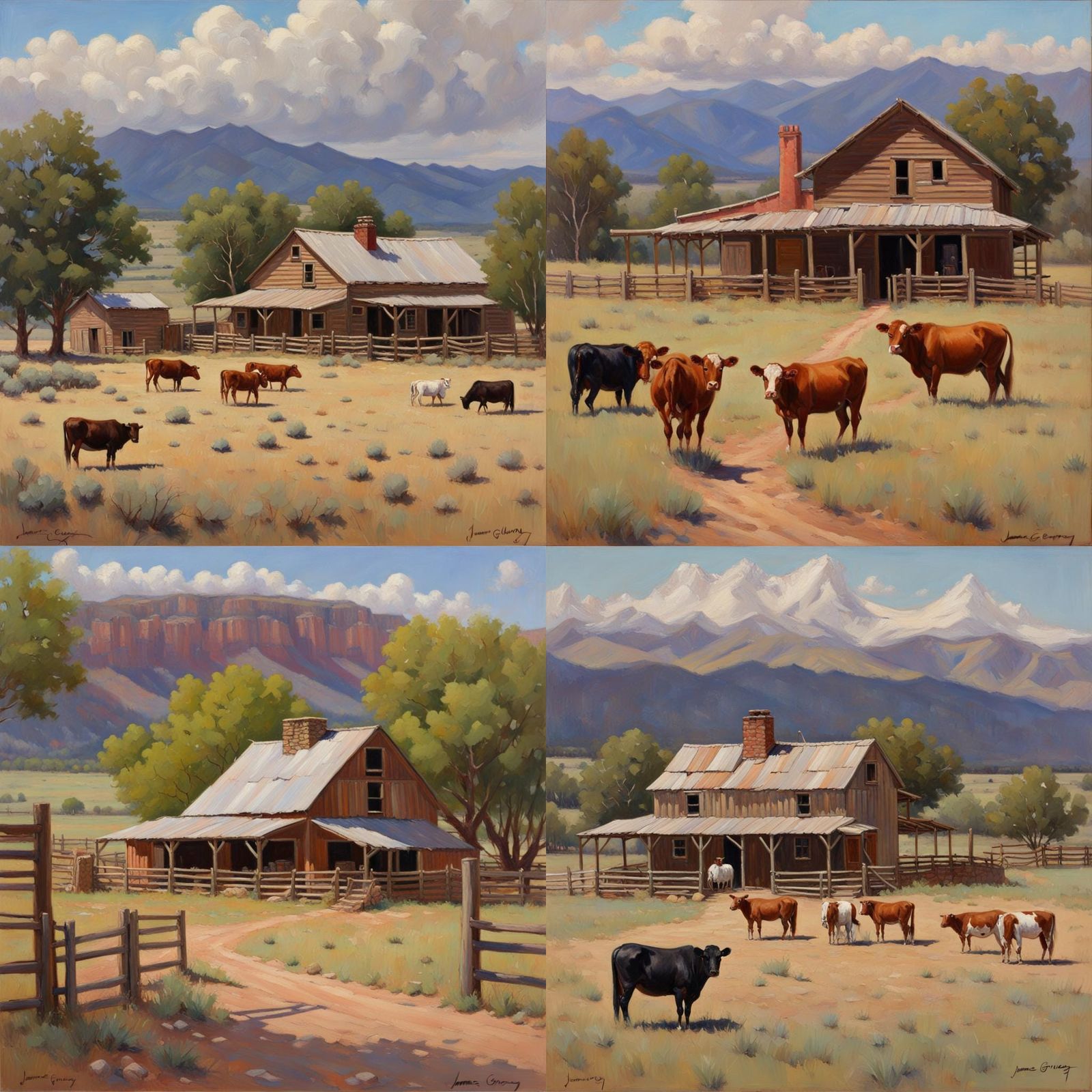 New Mexico Cattle Ranch Oil Painting