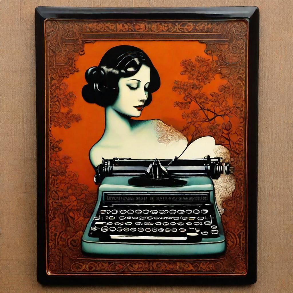 Vintage Typewriter on Distressed Porcelain Sign