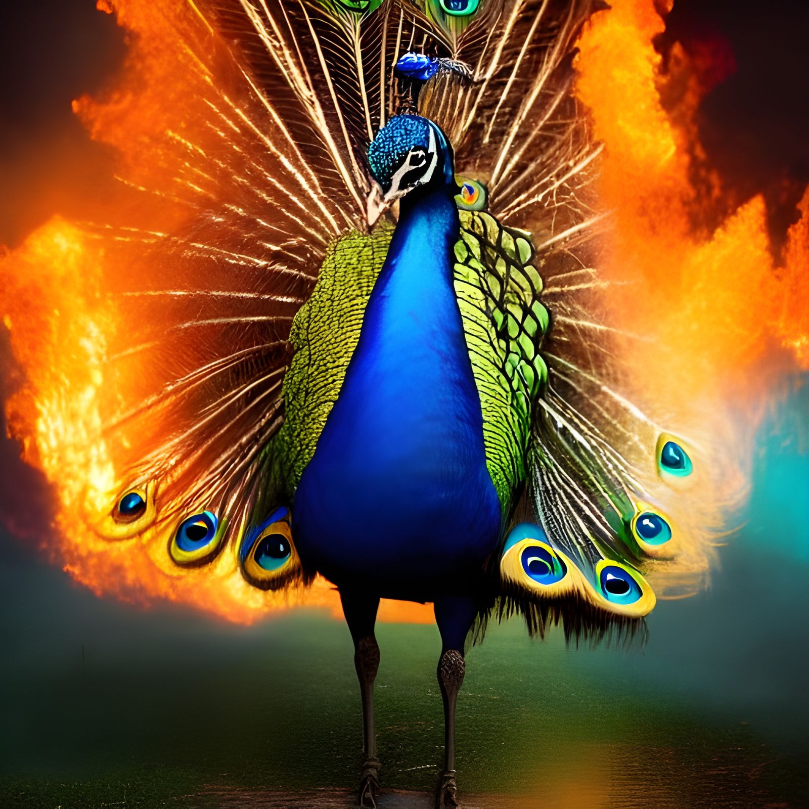 Fiery Peacock: Hyperdetailed Fantasy Art in 8k
