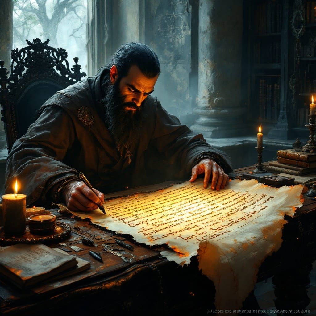 Ancient Scholar Transcribes Forgotten Text in Ethereal Scrip...