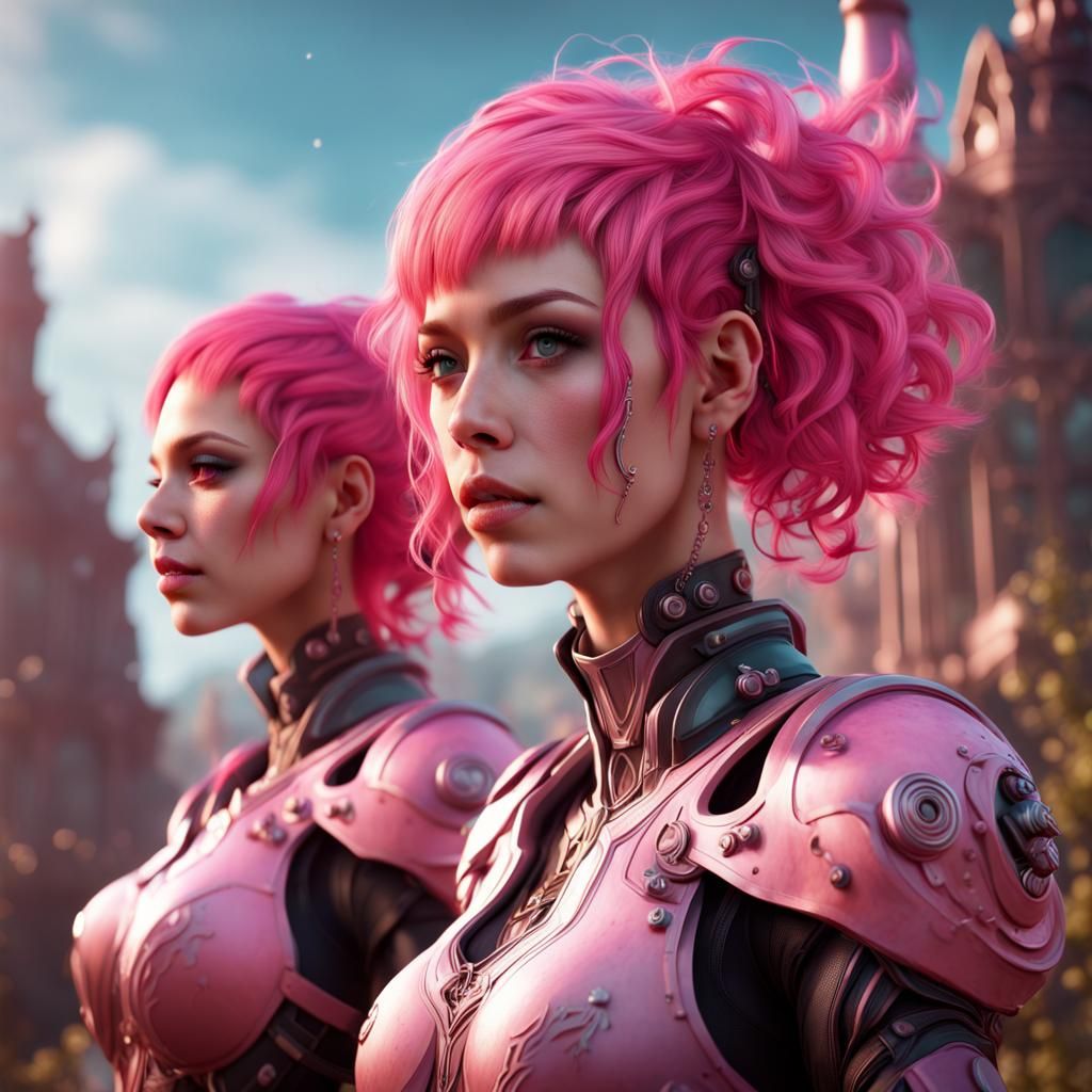 Pink-Haired Girls in Detailed Fantasy Art