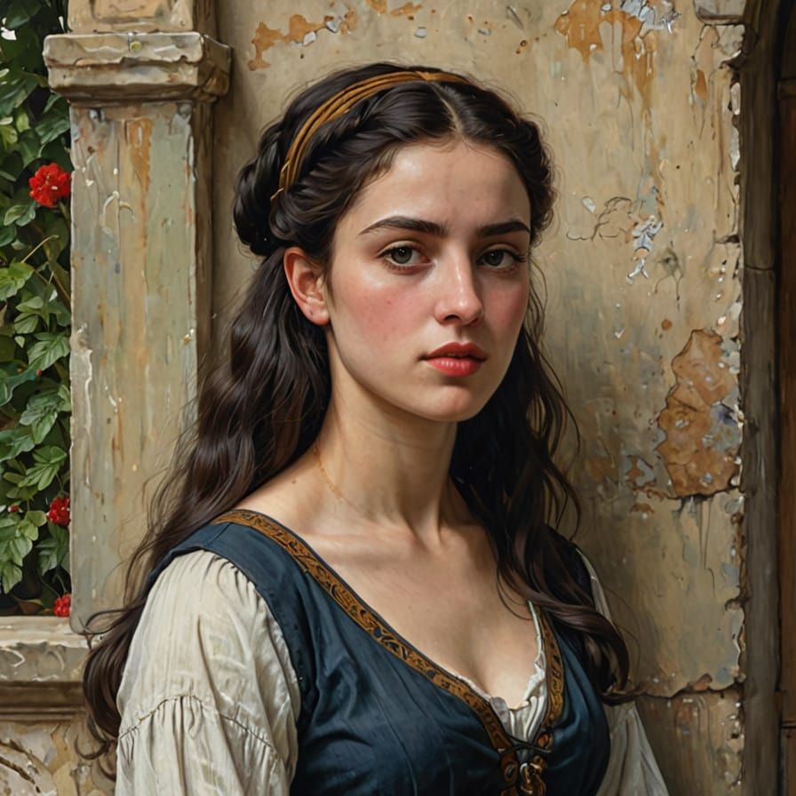 Enigmatic Italian Beauty in Pre-Raphaelite Style