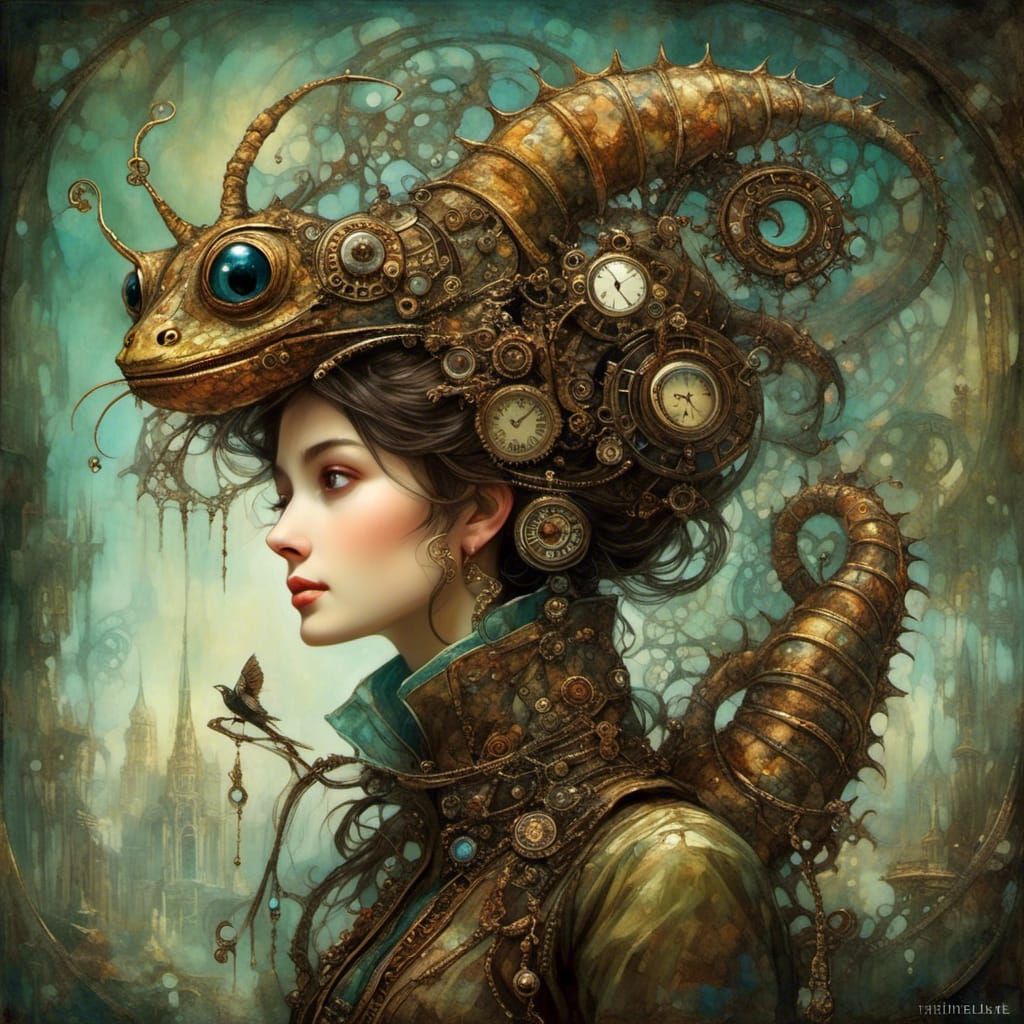 Steampunk Caterpillar with Romantic Edgy Style