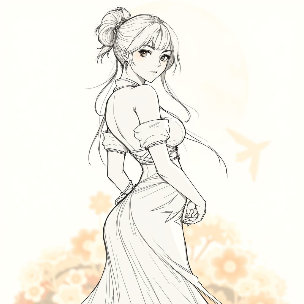 Ethereal Female Model Concept Art in Whimsical Studio Ghibli...