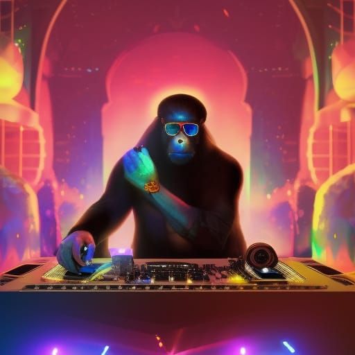 Ape DJ in Arabic Clothes, Fantasy Concept Art