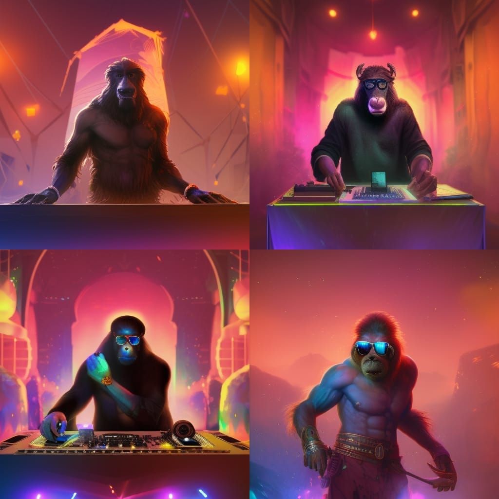 Ape DJ in Arabic Clothes, Detailed Digital Art