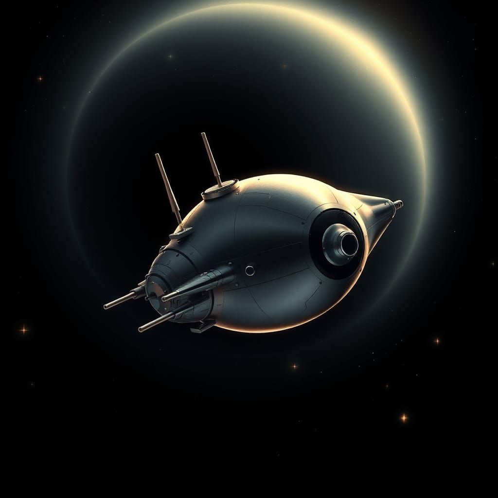 Spaceship with colonists early 1970s