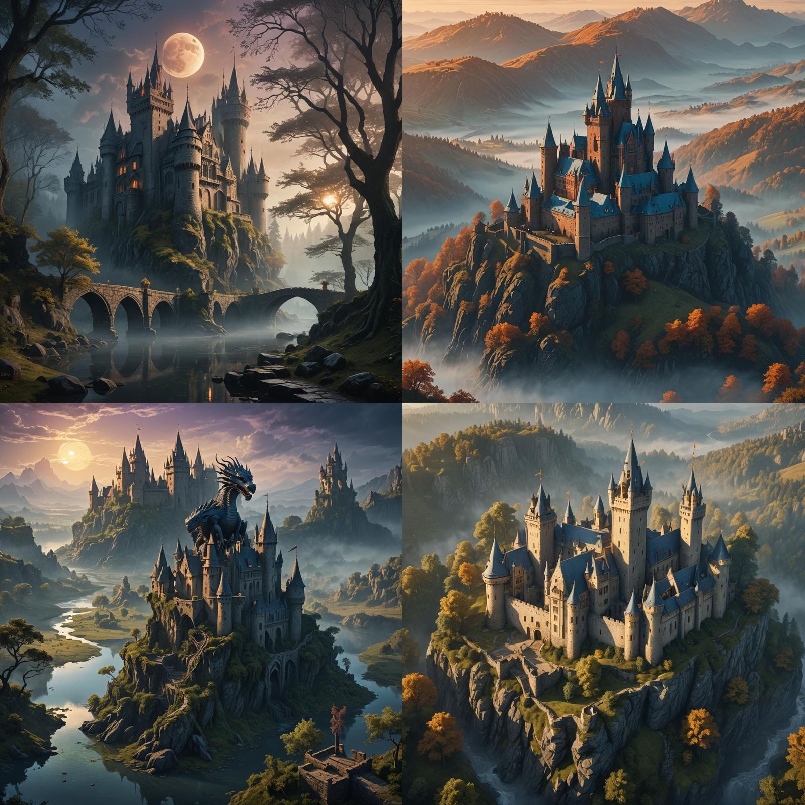 Fantastical Medieval Castle in Detailed Matte Painting