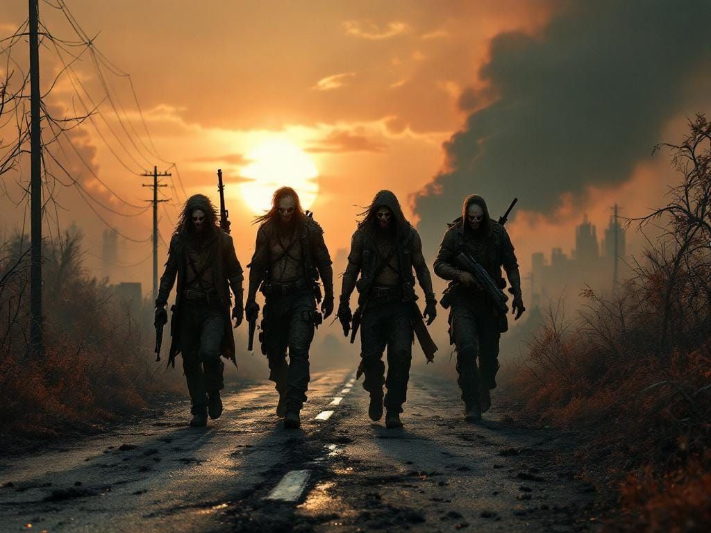Post-Apocalyptic Raiders in a Scorched Landscape