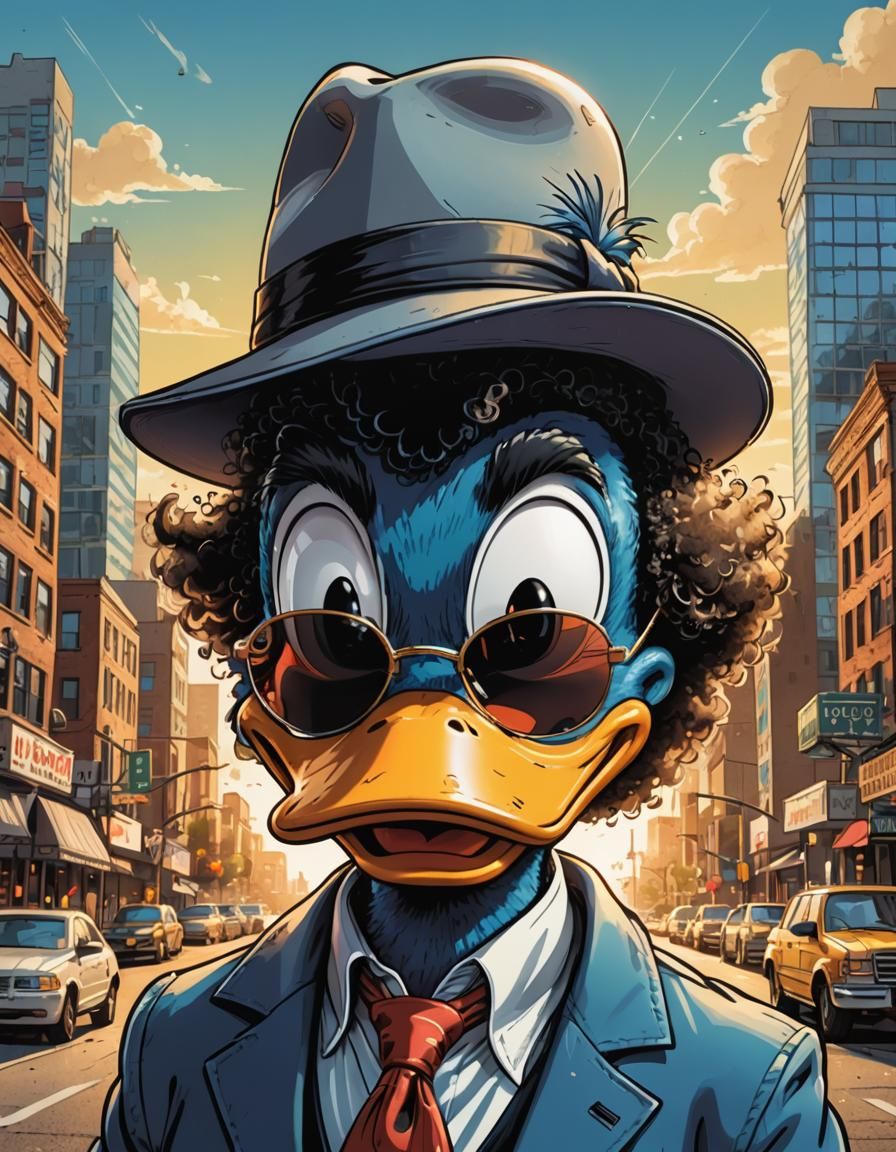 Gangster Donald Duck Portrait in Comic Art Style