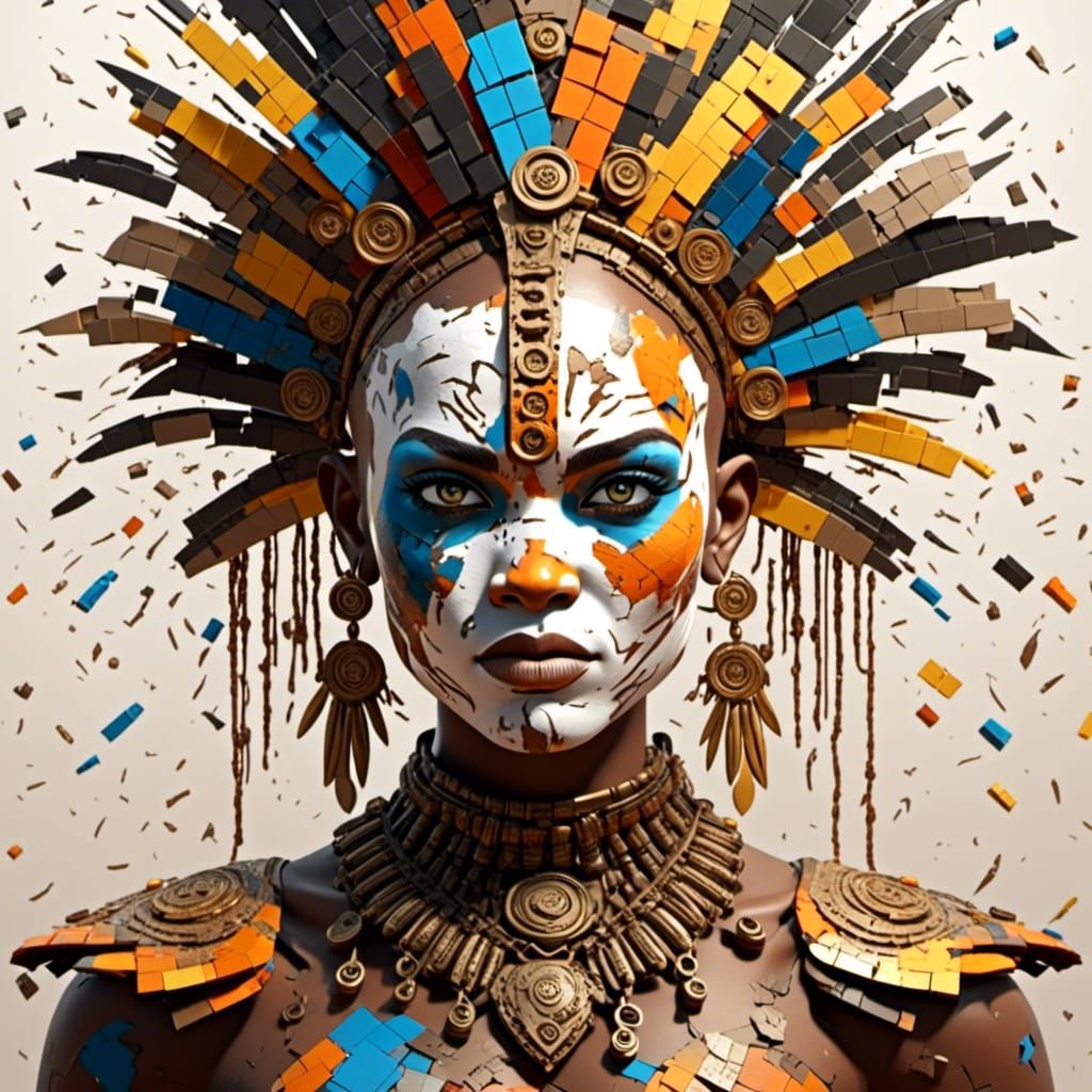 Lego Batman in Exotic Tribal Portrait Style
